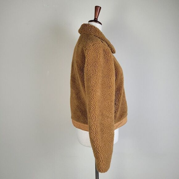 Madewell Jacket Womens Small Portland Sherpa Orange Button Down Boxy - Picture 4 of 8